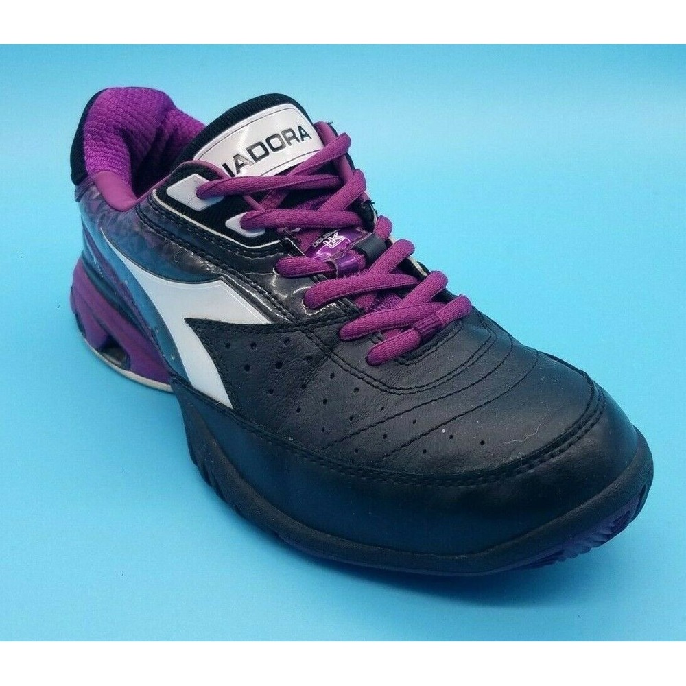 Diadora S. Star K Elite Women's Tennis Shoe Black /‎ Purple Ortholite Size 6